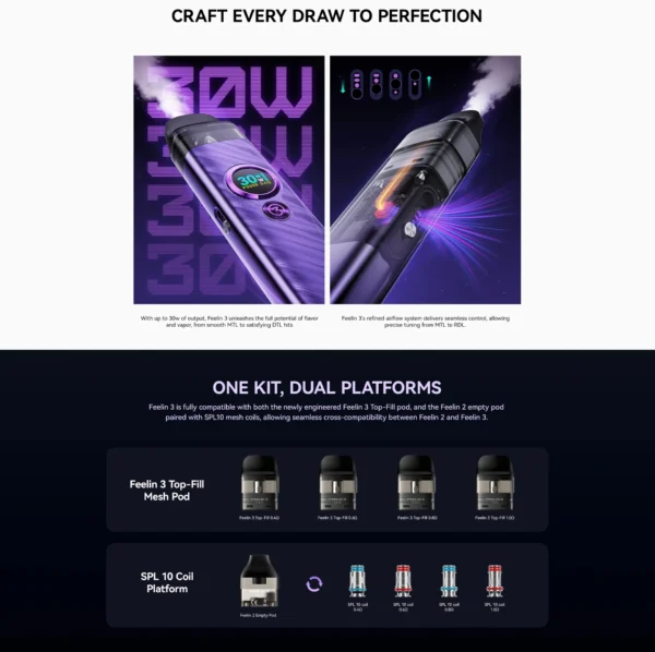 Nevoks Feelin 3 Kit (SPL Coil Version) – 1500mAh, 5–30W, Type-C Fast Charging - Image 6
