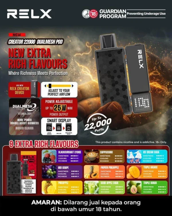 Relx Creator 22K And 15k PUFFS - Flavor Only & Battery