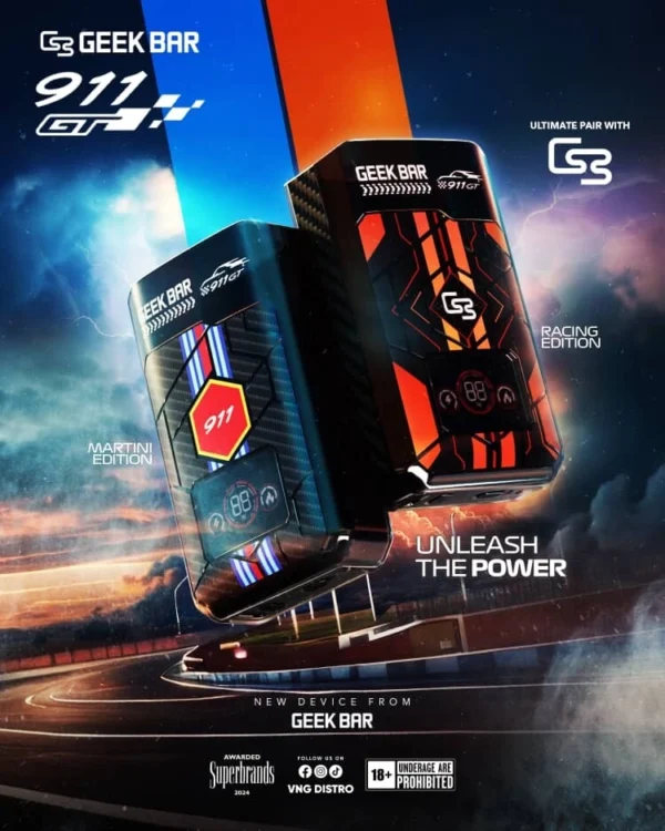 GEEK BAR GB POD 911 GT 16K : STARTER KIT & CARTRIDGE FLAVOR ONLY